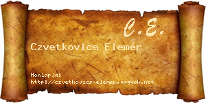 Czvetkovics Elemér névjegykártya
